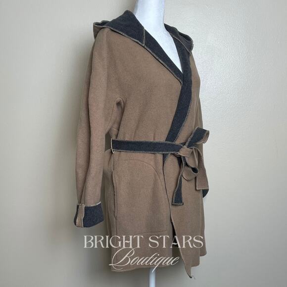 Rare Vintage Wool Coat Jacket ASO Buffy Summers BtVS Womens Tan Gray Belt - Picture 7 of 12